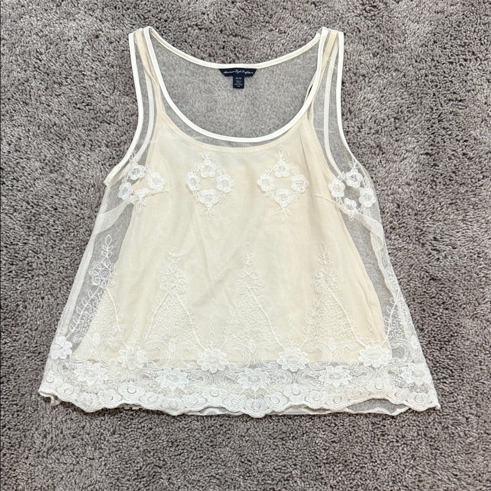 American Eagle Cream Lace Women’s Top